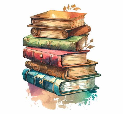 Stack of old vintage books hand drawn co... | Premium Photo #Freepik #photo #book #textbook #open-book #literature-background Books Clipart, Book Png, Book Background, Watercolor Books, Book Drawing, Painted Books, Color Pencil Drawing, Book Images, Chiaroscuro