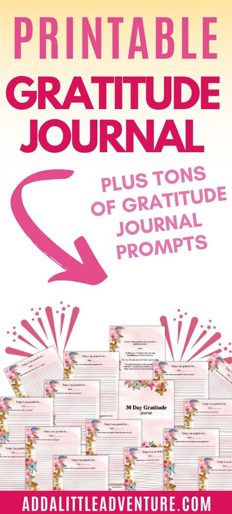 Get Tons of Gratitude Journal Prompts + A Printable Gratitude Journal Gratitude Journal Ideas Notebooks, Journal Format, Gratitude Board, Gratitude Journal Printable, Gratitude Prompts, Simple Notebook, Types Of Journals, Gratitude Journal Prompts, Thankful Heart