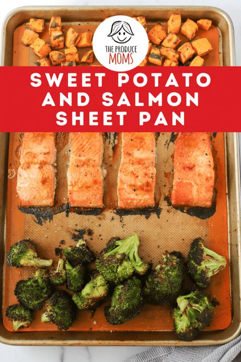 Sweet Potato And Salmon, Best Sweet Potato Recipes, Good Sweet Potato Recipe, Salmon Broccoli, Sheet Pan Salmon, Pan Salmon, Best Sweet Potato, Salmon And Sweet Potato, Salmon And Broccoli