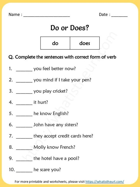 Using Do and Does in the starting of a sentence may look easy.  But there are sometimes, the students need to identify whether they need to use Do or Does.  This worksheet has 20 questions with “Do” and “Does”. Please download the PDF Do or Does Worksheets for grade 3 – Exercise 6 Simple Present Tense Worksheets, Logic And Critical Thinking, Grammar Questions, English Grammar Exercises, Teacher Motivation, Worksheets For Grade 3, English Teaching Resources, English Activities For Kids, Grammar Exercises