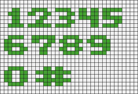 Alpha pattern #4777 | BraceletBook Perler Bead Numbers, Bubble Numbers, Crochet Numbers, Stitch Letters, Needlecraft Patterns, Cute Friendship Bracelets, Number Patterns, Cross Stitch Letters, Melting Beads