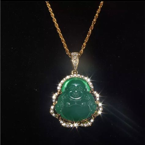 Buddah Necklace With Green Stone. Necklace With Green Stones, Buddhist Necklace, Buddha Pendant Necklace, Buddha Necklace, Chocker Necklace, Bling Necklace, Jewel Necklace, Green Stones, Buddha Pendant