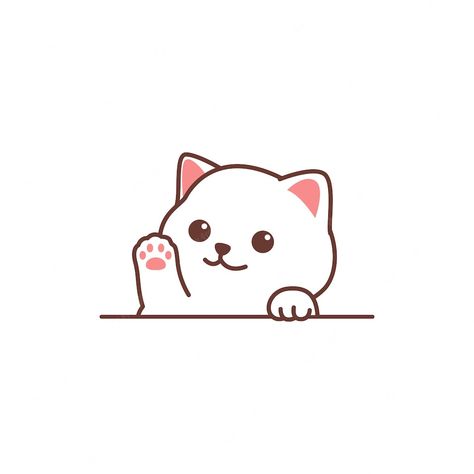 Premium Vector | Cute white cat waving paw cartoon vector illustration Cat Animated Drawing, Cat With Paws Up, Cat Cute Animation, Cute Cats Animated, White Cat Animated, Cute Animation Drawings, Cute Animated Drawings, Cute Cat Paws Drawing, Kitty Paws Drawing