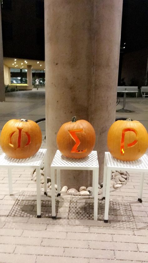 Phi Sigma Rho pumpkin carving Halloween diy Pumpkin Carving Halloween, Phi Sigma Rho, Recruitment Themes, Halloween Pumpkins Carvings, Arizona State University, Halloween Diy, Pumpkin Carving, State University, University