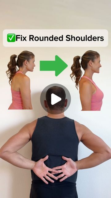 Michael Boshnack on Instagram: "Struggling with rounded shoulders and unsure how to fix them?

Rounded shoulders develop when our spine gradually loses its healthy S-curve design, curving into a C-shape and pulling the shoulders forward. If not addressed—it can lead to chronic pain, reduced mobility, and even breathing issues.

Try These 3 Exercises to Correct Rounded Shoulders:

1️⃣ Wall Angels: Stand with your back against the wall, arms at 90° angles. Slowly slide your arms up and down the wall, keeping your elbows and wrists in contact with it. This exercise activates your upper back muscles, helping to pull your shoulders back into alignment.

2️⃣ Shoulder Rotations: With your arms out at 90° in front of you, rotate your shoulders forward and then backward. This movement improves shou Back Posture Corrector Exercise, Rounded Shoulders Correction, Fixing Posture, Fix Rounded Shoulders, Upper Back Muscles, Back Posture Corrector, Daily Exercises, Rounded Shoulders, Posture Corrector