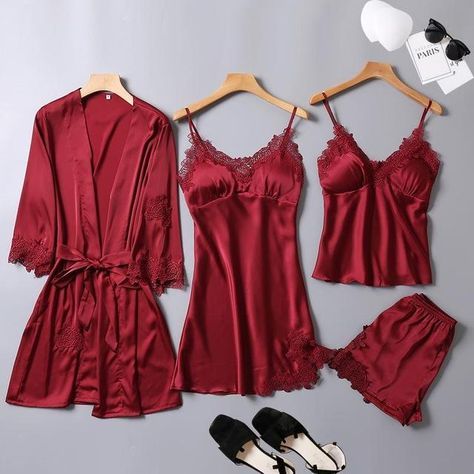 Ekouaer Pajamas Womens Sexy Lingerie Satin Sleepwear Cami Shorts Set Nightwear S-XXL at Amazon Women’s Clothing store Gown Suit, Pyjama Satin, Nightgown Sets, Satin Sleepwear, Satin Kimono, Silk Sleepwear, Lace Nightgown, Lace Kimono, Women's Nightgowns