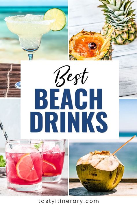 Beach Liquor Drinks, Easy Beach Drinks Alcohol Recipes, Easy Beach Alcoholic Drinks, Best Drinks For The Beach, Drinks To Bring To The Beach, Mixed Drinks For The Beach, Frozen Beach Drinks, Best Beach Drinks Cocktail Recipes, Beach Cocktails Easy