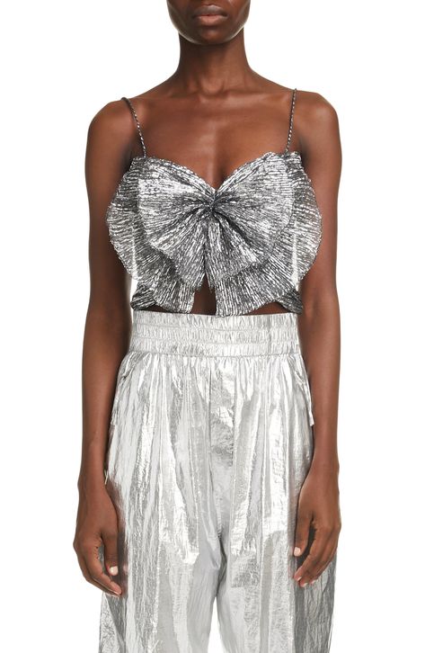 Metallic Butterfly, Butterfly Crop Top, Blusas Top, Bow Crop Tops, Silver Top, Bow Top, Silver Tops, Sequin Top, Performance Outfit