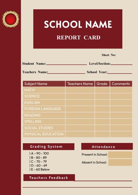 Report Card Design, School Report Card, Report Card Comments, Math Charts, Old Paper Background, Grading System, Promotional Flyers, Report Card, Card Pattern