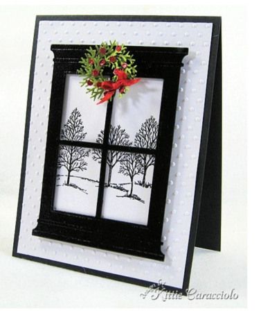 Book Craft, Black And White Christmas, Homemade Birthday Cards, Screen Doors, Tree Stamp, Beautiful Christmas Cards, Window Cards, Homemade Christmas Cards, Diy Christmas Cards