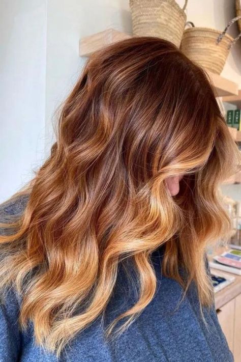 Cowboy Copper Balayage Hair Inspo Pics, Copper Blonde Balayage, Cowboy Copper Hair, Balayage Hair Copper, Color Block Hair, Red Balayage Hair, Copper Blonde Hair, Cowboy Copper, Copper Balayage