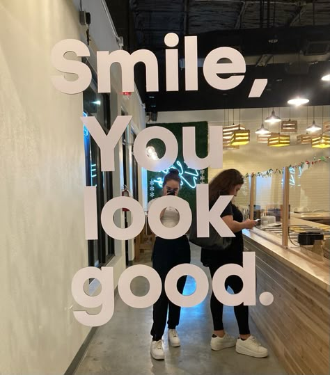 Instagrammable Walls Interior, Motivational Mirror, Mirror Messages, Pilates Room, Ruangan Studio, A New Era Of Me, Sublimacion Ideas, Coffee Shop Interior Design, Self Inspirational Quotes