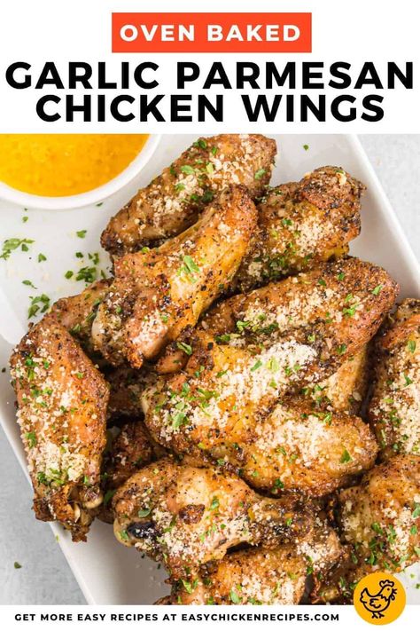 Dry Rub Garlic Parmesan Wings, Grilled Chicken Wing Recipes, Garlic Parmesan Dry Rub, Easy Garlic Parmesan Wings, Parmesan Wings Baked, Oven Crispy Chicken, Baked Garlic Parmesan Chicken Wings, Oven Baked Garlic, Chicken Wings Recipe Oven