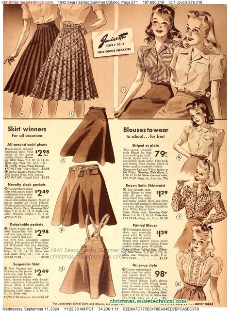 1942 Sears Spring Summer Catalog, Page 271 - Catalogs & Wishbooks Retro Vintage Outfits, 1940 Fashion, 1940's Fashion, Sears Catalog, 18th Century Fashion, Christmas Catalogs, Vintage Wardrobe, 40s Fashion, Vintage Inspired Outfits