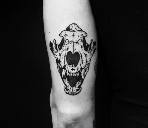 Tattoo photo - Animal skull tattoo by Roy Tsour Canine Skull Tattoo, Dog Skull Tattoo, Wolf Skull Tattoo, Animal Skull Tattoo, Canine Skull, Dog Skull, Avengers Tattoo, Horse Skull, Wolf Skull