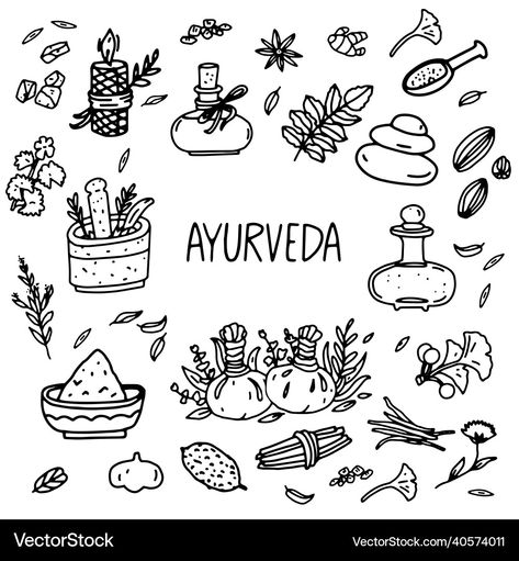 Ayurvedic Banner Design, Ayurveda Elements, Ayurvedic Logo, Ayurvedic Spa, Herbs Illustration, Pestle And Mortar, Nature Logo Design, Massage Stones, Nature Logo