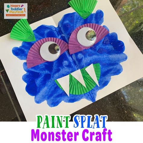 Pre K Monster Craft, Monster Theme Classroom Preschool, Monster Art For Preschool, Splat Monster Art, Silly Monsters Preschool, Monsters For Preschoolers, Monster Prek Activities, Monster Art Activities For Preschool, Monster Preschool Art