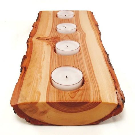 Natural Wood Candle Holder, Log Candle Holder, Log Candle Holders, Wood Log Crafts, Log Candles, Wood Candle Holder, Vase Holder, Wood Candle, Rustic Candles