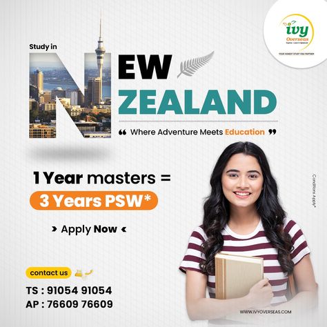 📚 Pursuing a Master's degree in New Zealand opens doors to world-class education and unforgettable experiences.

With a 1-year master's program, you unlock 3 years of Post-Study Work Visa (PSW)

💼Start your Master's journey in New Zealand and embrace a world of opportunities! 🌟

 #StudyinNewZealand #MastersAbroad #PSW #EducationBeyondBorders #InternationalEducation #GlobalEducation #StudentLife
#ExploreTheWorld #StudyNZ #studyabroadfair Pte Academic, Best Colleges, Study In New Zealand, Student Visa, Master's Degree, Language Proficiency, Global Education, Tuition Fees, Letter Of Recommendation