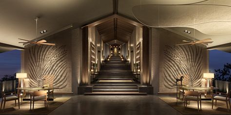 Lobby - Amanoi Resort :: Behance Concept Interior Design, Vray Render, Resort Design, Architecture Concept, Hotel Boutique, Mountain Resort, Ancient Architecture, Concept Architecture, Autodesk 3ds Max