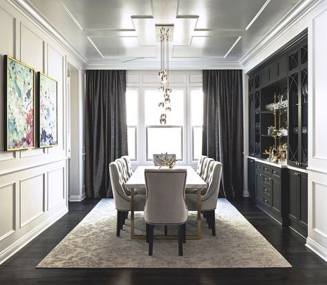 Holiday Dining Room Decor, Holiday Dining Room, Transitional Dining Room, Transitional Dining, Black Dining, Luxury Dining Room, Elegant Dining Room, Transitional House, The Dining Room