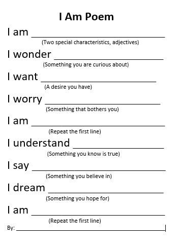 I Am Poem Template, Poetry Writing Activities, Poetry Templates, Art Resume, I Am Poem, Poetry Worksheets, Poem Template, Template Art, Poetry Day