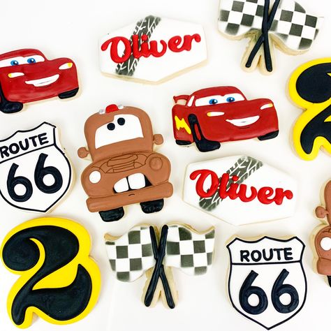 Cars Movie Cookies Decorated, Birthday Race Car Theme, Pastel Cars, Mechanic Wedding, Cars Cookies, Vanilla Bean Cookies, Bean Cookies, Pixar Cars Birthday, Mcqueen Birthday