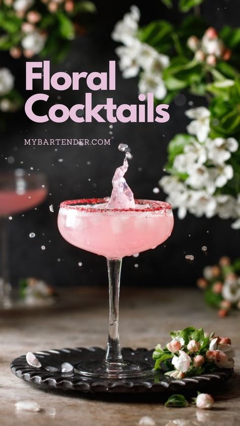 Floral Cocktails Something Different For Dinner, 21 Bday, Floral Drink, Depth And Complexity, Cocktails To Try, Floral Cocktails, Cocktail Garnish, Cocktail Dinner, Cocktail Drinks Recipes