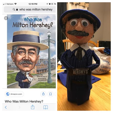 Milton Hershey Bottle Biography Milton Hershey Project Kids, Milton Hershey, Bottle Buddy, Biography Project, Pumpkin Books, History Project, Creative Books, Grand Kids, Soda Bottle