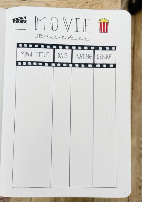 Movie Tracker Bullet Journal, Bullet Journal Films, Movie Tracker, Journal 2023, Tracker Bullet Journal, Creating A Bullet Journal, Movie Journal, Bullet Journal Ideas Templates, Bullet Journal Mood Tracker Ideas