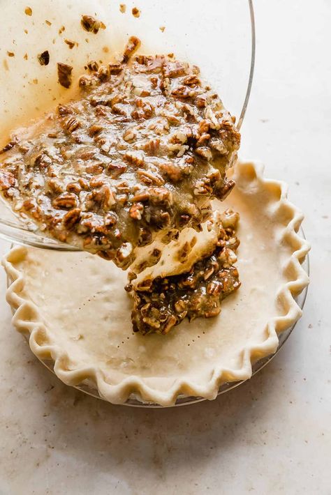 Southern Pecan Pie Recipe - Salt & Baker Flaky Butter Pie Crust, Southern Pecan Pie Recipe, Pecan Pie Recipe Southern, Butter Pie Crust, Sweet Custard, Traditional Thanksgiving Recipes, Southern Pecan Pie, All Butter Pie Crust, Pecan Pie Easy