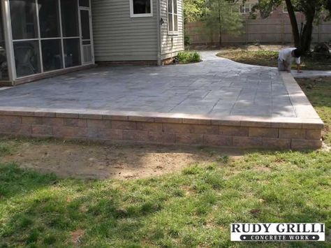 Raised Concrete Patio | Rudy Grilli Concrete Work - Stamped Decorative Concrete Raised Patios ... Raised Concrete Patio, Poolside Ideas, Concrete Patio Ideas, Poured Concrete Patio, Stone Patio Designs, Diy Concrete Patio, Backyard Covered Patios, Small Outdoor Patios, Outdoor Covered Patio