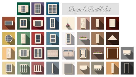 Mod The Sims - Bespoke Build Set **Updated 7-23-2018** The Sims 2 Sims 2 Cc, Modern Georgian, Victorian Windows, Siding Trim, Roof Trim, Clapboard Siding, Deck Stairs, Mailbox Covers, Floor Edging