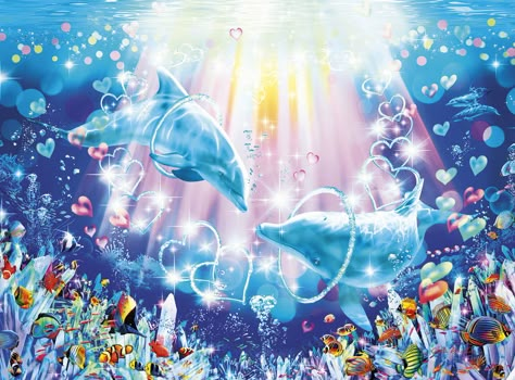 Dolphin Images, Hobbies For Adults, Dolphin Art, Underwater Painting, Nostalgic Pictures, Buffalo Games, Marine Colors, Color Puzzle, Decoration Photo