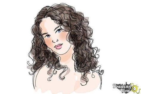 Watercolor Hair Tutorial, Curly Hair Watercolor, Draw Curly Hair, Watercolour Hair, Drawing Male Hair, Beach Waves Hair Tutorial, Drawing Steps, Easy Step By Step Drawing, Fashion Model Sketch