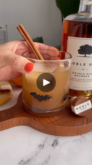 383K views · 187 reactions | Pumpkin Smash Cocktail - and it’s just in time for Halloween! There’s just something about fall that has me craving Bourbon and I really love how this cocktail turned out!

Here’s the recipe:
For the Pumpkin syrup:
¼ cup maple syrup or honey
¼ cup water
¼ cup pumpkin puree
½ teaspoon pumpkin pie spice
½ teaspoon vanilla extract
Pinch of sea salt
For the cocktail:
1 ½ oz of the pumpkin syrup
3 oz of apple cider
2 oz of Noble oak Bourbon
Dash of orange bitters | Food With Feeling | Food With Feeling · Original audio Pumpkin Smash, Bitters Recipe, Pumpkin Syrup, Orange Bitters, Fall Cocktails Recipes, Cocktails Recipes, Bourbon Cocktails, Fall Cocktails, Pumpkin Pie Spice