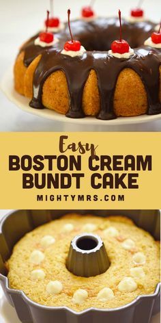 Boston Cream Pie Bundt Cake, Boston Cream Bundt Cake Recipes, Bundt Pudding Cake Recipes, Filled Bundt Cake Recipes From Mix Boxes, Bundt Cakes With Filling, Cream Filled Bundt Cake, Boston Cream Birthday Cake, Bundt Cake Filling Ideas, Cheap Dinners To Feed A Crowd