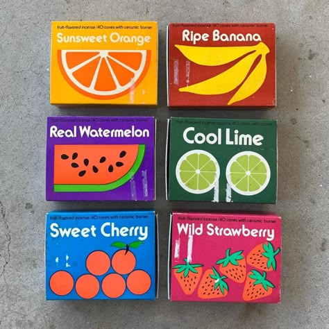 Incense Packaging, Retro Packaging, Fruit Packaging, Fruit Scent, Candy Packaging, Food Branding, Vintage Packaging, Packing Design, Vintage Graphic Design