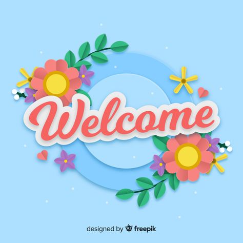 Welcome background | Free Vector #Freepik #freevector Welcome Font Style, Welcome Card Design, Baby Rumal, Welcome Chart, Welcome Poster Design, English Office, Welcome Sticker, Welcome Background, Art Pictures Ideas