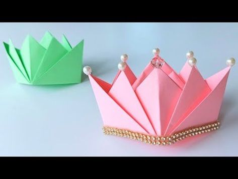 How to make a paper crown / Origami Crown | Paper Crown | Easy Paper Crafts | School hacks Crown Ornament Diy, Paper Crown Princess, How To Make A Tiara Out Of Paper, Paper Crown Birthday, Coronation Crown Craft, Handmade Crowns Paper, How To Make A Birthday Crown, Kids Crown Craft, Paper Crowns Diy