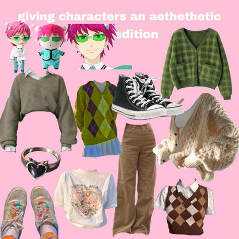 Saiki Kusuo Outfit Ideas, Saiki K Casual Clothes, Comicon Outfit Casual, Saiki Inspired Outfits, Saiki K Outfit Ideas, Saiki K Inspired Outfits, Saiki Kusuo Outfit, Outfits Inspired By Anime Characters, Character Inspired Outfits Casual Cosplay