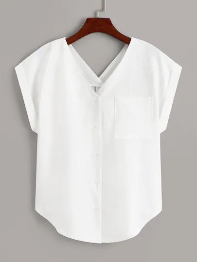 Women's Blouses, Shirts & Dressy Tops | SHEIN Dressy White Blouses, White Blouse Outfit, Elegant White Blouse, Áo Blu, Women Work Blouse, Sheer White Blouse, Pocket Blouse, Blouse Work Designs, Blouse Outfit