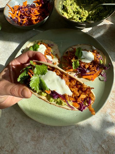 Chipotle grated halloumi tacos Grated Halloumi, Halloumi Tacos, Chipotle Paste, Fried Halloumi, Red Cabbage Slaw, Best Pans, Box Grater, Cabbage Slaw, Red Cabbage