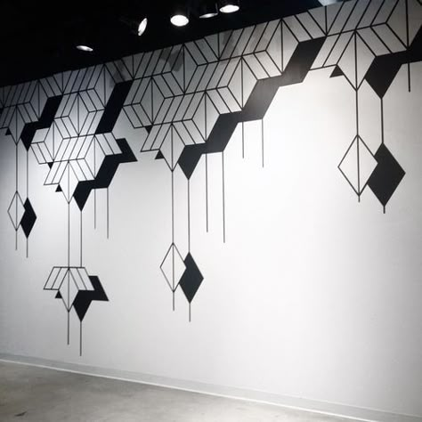 Simple Wall Paintings, Tape Wall Art, Wall Drawings, Modern Mural, Geometric Artwork, Diy Wall Painting, Room Wall Painting, Bedroom Wall Designs, Wall Painting Decor