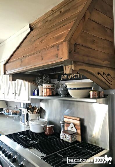 12 Stunning Ways to Fill the Space Above Your Stove | Hometalk Kitchen Budget Makeover, Diy Vent Hood Cover, Diy Vent Hood, Tiny Sink, Oven Hoods, Cottage Layout, Budget Friendly Kitchen, Range Hood Cover, Builder Grade Kitchen