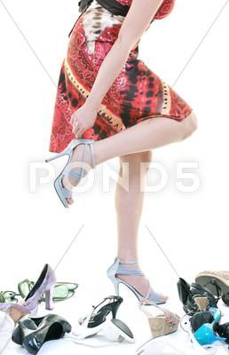 Pretty young woman with buying shoes addiction, isolated on white background Stock Photos #AD ,#buying#shoes#woman#Pretty Taking Shoes Off Reference, Business Woman Stock Photo, Wearing Shoes Pose, Taking Off Shoes Pose Reference, Fixing Shoe Pose, Hailey Character, Shoe Poses, Reference People, 1920s Makeup