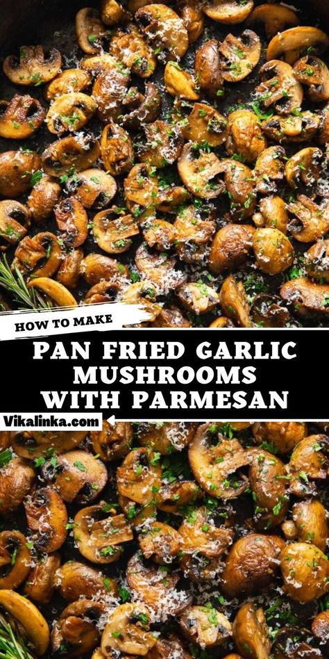 Best Fried Mushrooms Recipe, How To Fry Mushrooms, Pan Fried Mushrooms, Pan Fried Vegetables, Baby Portabella Mushroom Recipes, Frying Mushrooms, Dishes With Mushrooms, Fried Garlic Mushrooms, Mushroom Side Dish Recipes