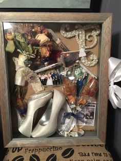 My wedding shadow box ... Turned out perfectly! Wedding Shadow Box Ideas, Wedding Souvenirs Diy, Shadow Box Ideas, Wedding Shadow Box, Rainbow Diy, Diy Shadow Box, Wedding Tags, Wedding Souvenirs, Wedding Diy