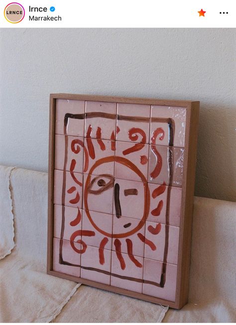 Ceramic Photo Frame, Interior Design Lighting, Ceramic Framed, Painted Tiles, Pottery Form, Quirky Home Decor, Diy Pottery, October 1, Handmade Tiles