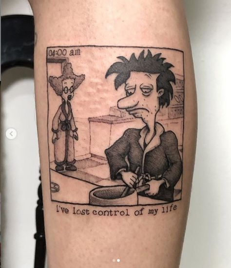 Rugrats Tattoo Stu making chocolate pudding at 4am - Because I've lost control of my life  Tattoo artist: @bao.uai - Lully Ricardo Control Tattoo Ideas, Rugrats Tattoo Ideas, My Life Tattoo, Rugrats Tattoo, Hilarious Tattoos, Control Tattoo, Tv Tattoo, Patchwork Ideas, Lost Control